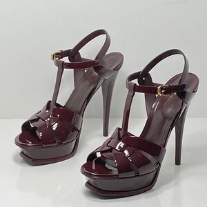 Saint Laurent Tribute 105mm Patent Leather Platform Sandals size 40.5
